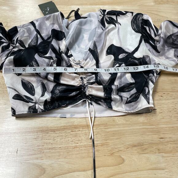 All Saints NWT Carla Jackie Top Cropped Blouse Gathered Center Silk Blend Size 0 - Picture 7 of 14